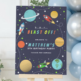 Poster Fête d'anniversaire de vaisseau spatial extraterre