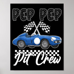 Poster Fête d'anniversaire de voiture de course famille d