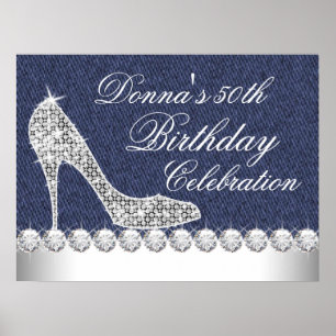 Poster Fête d'anniversaire Denim et Diamants