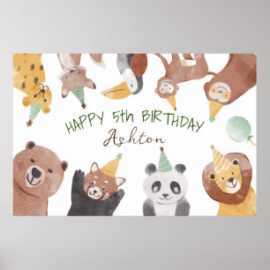 Poster Fête d'anniversaire des animaux bannière personnal