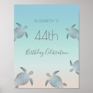 Poster Fête d'anniversaire des tortues de mer d'argent