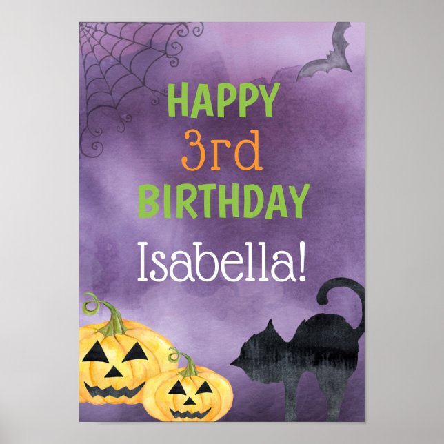 Poster Fête d'anniversaire d'Halloween pour enfants (Devant)