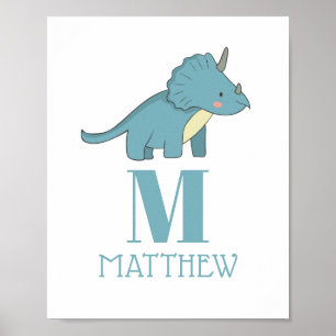 Poster Fête d'anniversaire dinosaure Dino Tricératops b