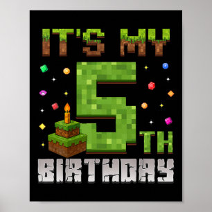 Poster Fête d'anniversaire garçon enfant C'est mon 5ème a