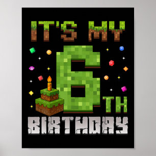 Poster Fête d'anniversaire garçon enfant C'est mon 6ème a