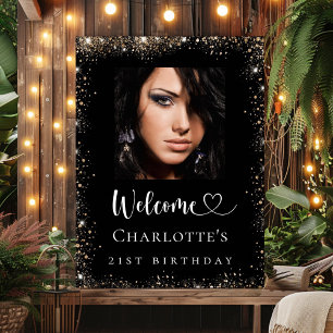 Poster fête d'anniversaire parties scintillant en or noir