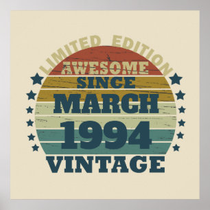 Poster Fête d'anniversaire personnalisée trente vintage 3