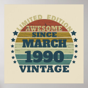 Poster Fête d'anniversaire personnalisée vintage 35 ans