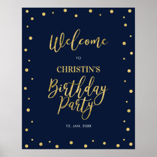 Poster Fête d'anniversaire pour les 50 ans Bienvenue Or &
