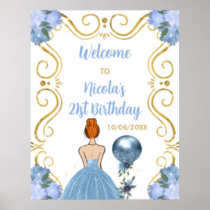 Poster Fête d'anniversaire Princesse aux cheveux roux Ble
