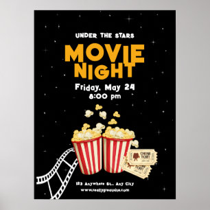 Poster Fête d'anniversaire soirée cinéma dans le jardin p