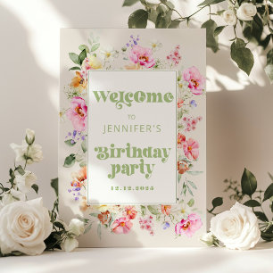 Poster Fête d'anniversaire Wild One Fleur sauvage Girl Bi