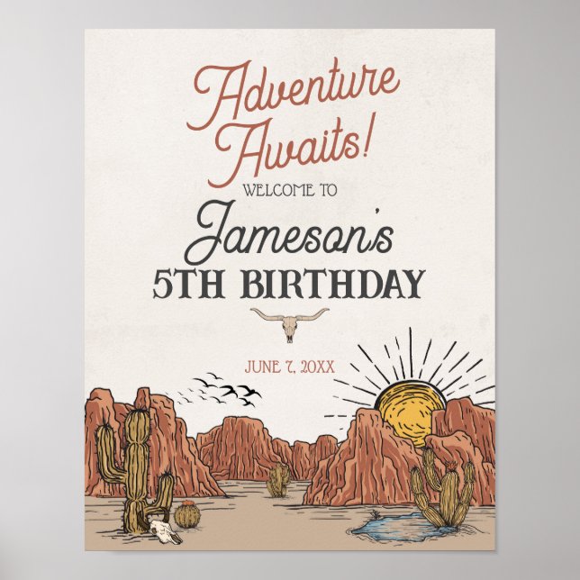 Poster Fête d'anniversaire Wild West Rodeo (Devant)