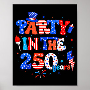 Poster Fête dans 250 ans Drôle Hotdog Hommes Femmes Enfan