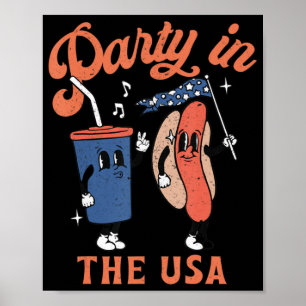 Poster Fête Dans Les Etats-Unis Hot Dog Love USA Fun Quar