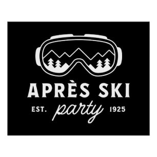 Poster Fête d'après-ski chalet de montagne voyage d'hiver
