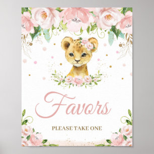 Poster Fête de Baby shower Lion Blush Rose