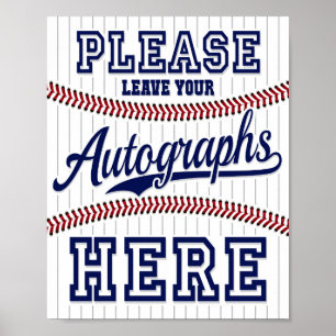 Poster Fête de baseball LAISSEZ VOS AUTOGRAPHIES Signe Im
