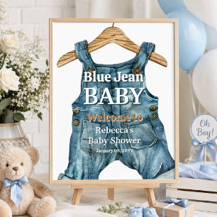Poster Fête de Bébé Garçon en Jean Bleu Moderne