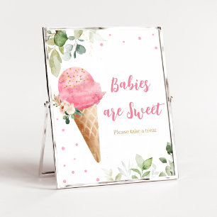 Poster Fête de bébé glace rose Bébés sont doux panneau