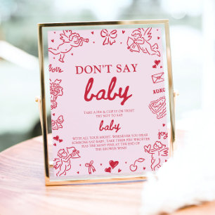 Poster Fête de Bébé Rose Rouge Saint-Valentin Bébé Ne Dis
