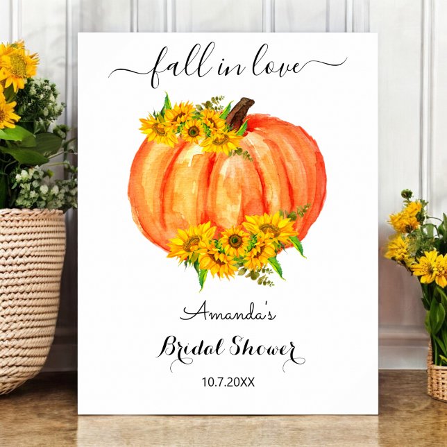 Poster Fête de douche de mariée d'automne Fleur orange Ci (Créateur téléchargé)