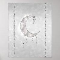 Fête de fiançailles croissant de lune étoilé blanc