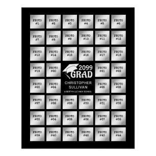 Poster Fête de graduation 44 Photo Collage Party Display