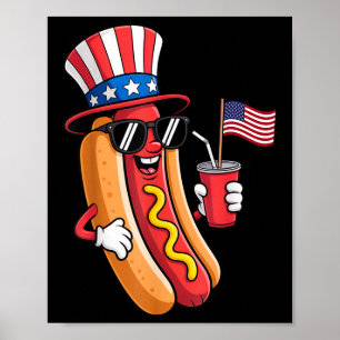 Poster Fête de hot-dog du 4 juillet - Amusement patriotiq