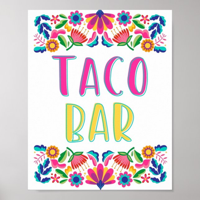 Poster Fête de la Barra de Tacos Fleurs Mexicaines (Devant)