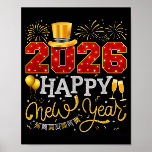 Poster Fête de la Nouvelle Année 2026 Ballon Famille Tenu