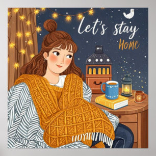 Poster Fête de la nuit aux chandelles Hygge Cosy