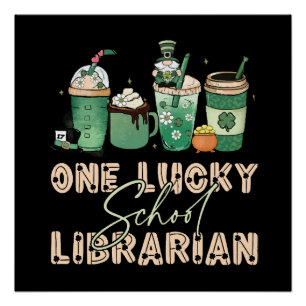 Poster Fête de la Saint-Patrick bibliothécaire chanceux