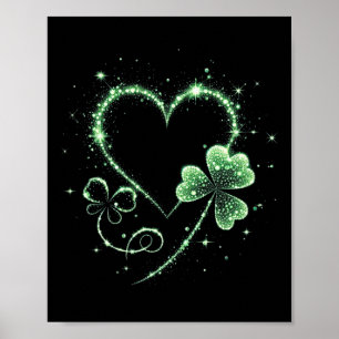 Poster Fête de la Saint-Patrick Shamrock Cœur Irlandais S