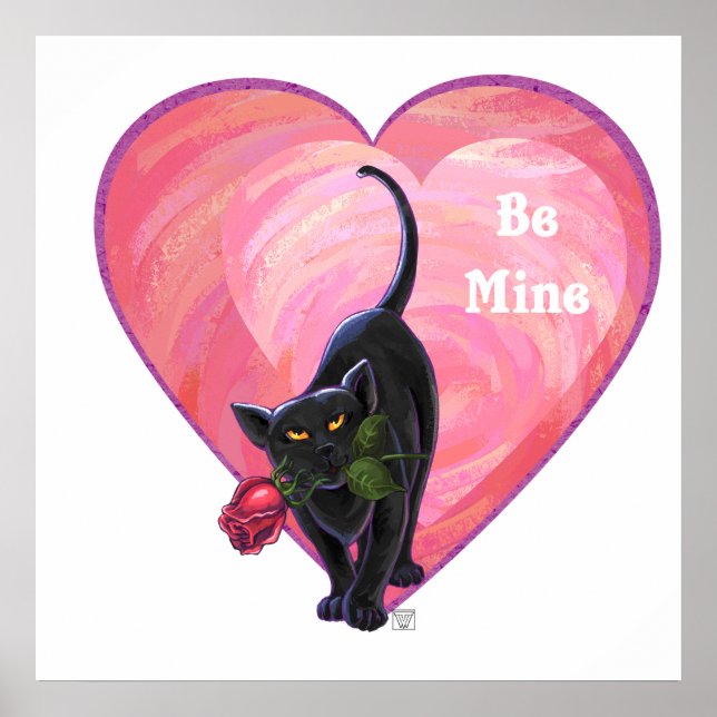 Poster Fête de la Saint-Valentin au chat noir (Devant)