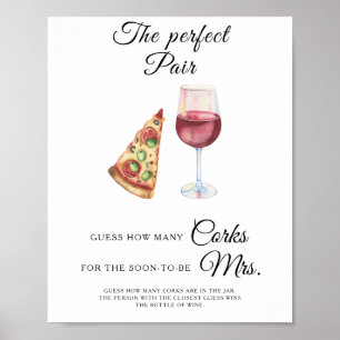 Poster Fête de mariage aquarelle vin Combien de bouchons