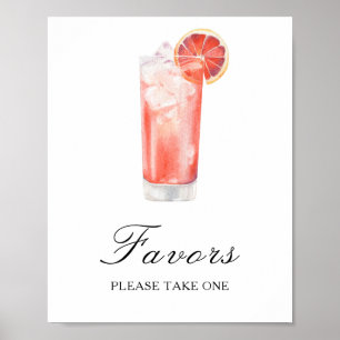 Poster Fête de mariage avec cocktail aquarelle - Cadeaux