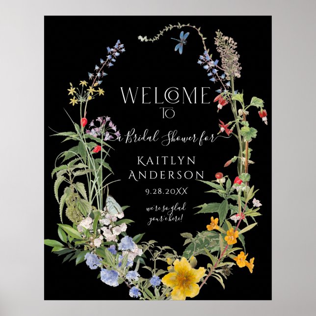 Poster Fête de mariage Bohème Fleurie avec des Fleurs Sau (Devant)