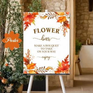 Poster Fête de mariage bohème florale Flower Bar automne