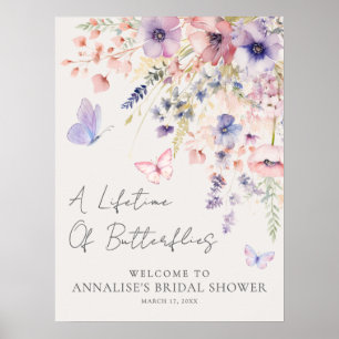 Poster Fête de mariage champêtre papillon