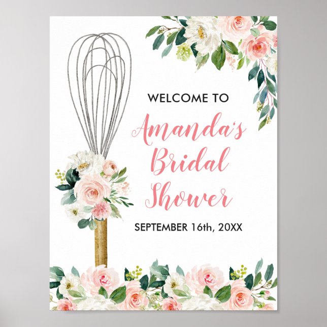 Poster Fête de mariage floral rose Bientôt emportée (Devant)