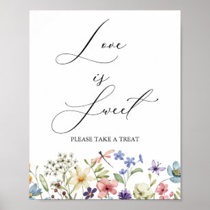 Poster Fête de mariage florale moderne avec fleurs sauvag