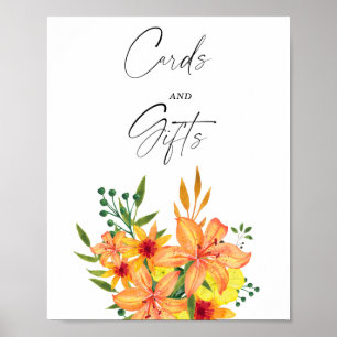 Poster Fête de mariage florale orange - Cartes et cadeaux