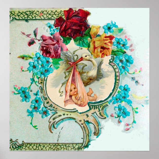 POSTER FETE DE NAISSANCE BÉBÉ FILLE (Devant)