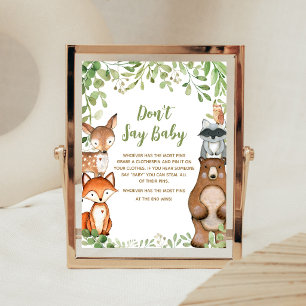 Poster Fête de naissance en bois verdoyant Ne dites pas P