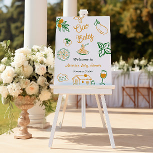 Poster Fête de naissance Italian Lemon Ciao Baby Pâtes &