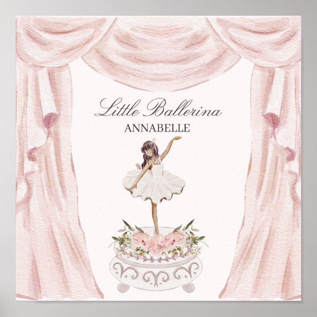 Poster Fête de Naissance ou Baby Shower Petite Danseuse R (Devant)