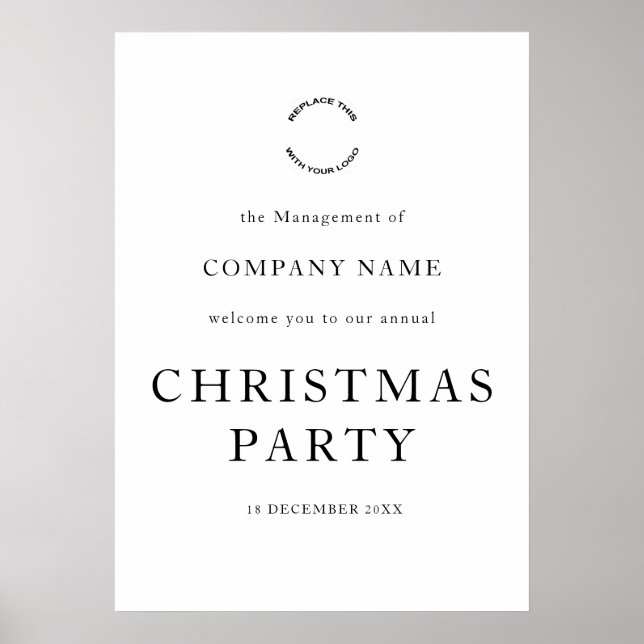 Poster Fête de Noël de bienvenue au logo de l'entreprise (Devant)