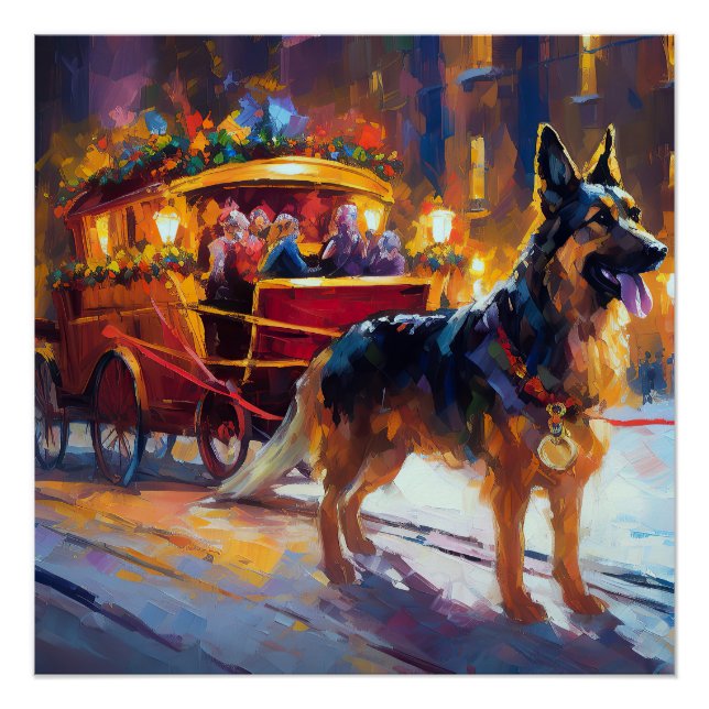 Poster Fête de Noël des bergers allemands (Devant)