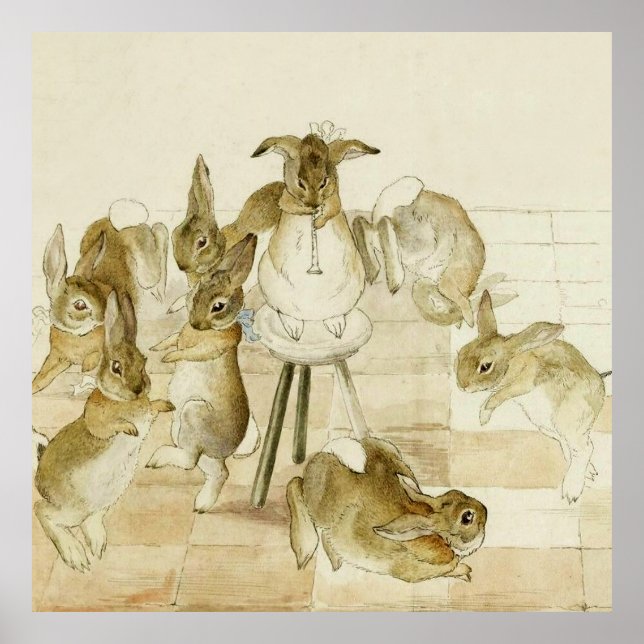 Poster Fête de Noël des lapins par Beatrix Potter (Devant)